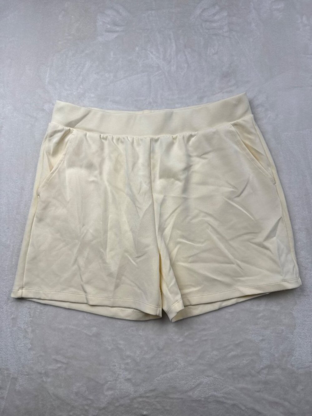 Lazypants Womens Lounge Shorts XL Cream Elastic Waist Pockets